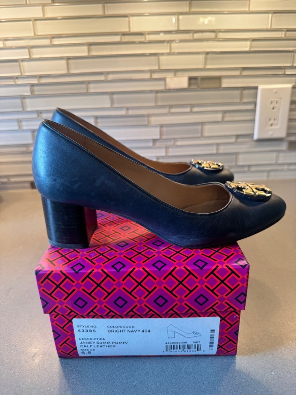 Tory Burch Janey navy pumps, size 6.5